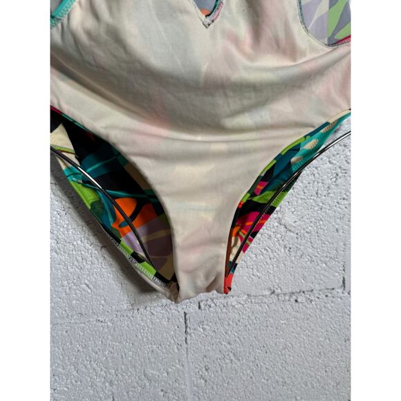Bar III Tropical print Cowlneck One-Piece Swimsuit  Multi S - Picture 11 of 13
